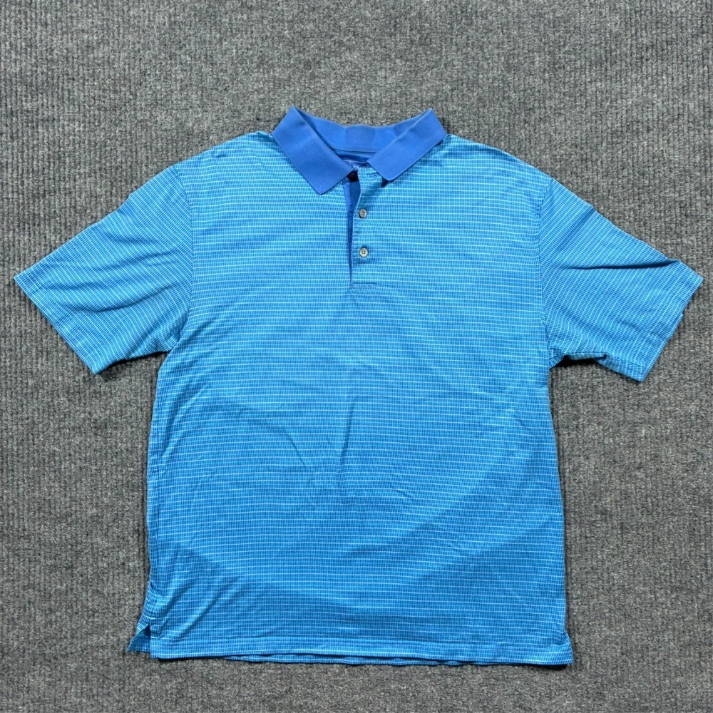Jos. A. Bank Leadbetter Golf Mens Polo Shirt Size L Blue Check Short Sleeve